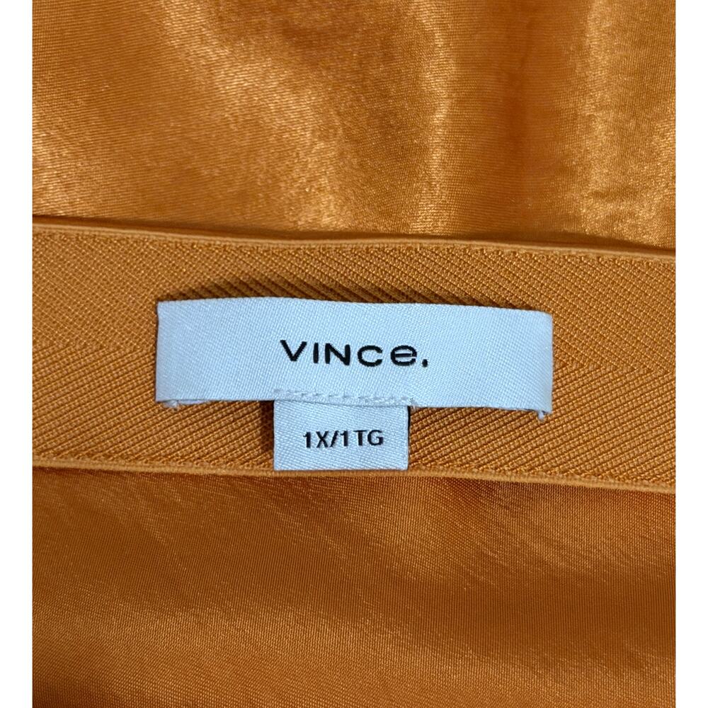 Vince Satin Midi Slip Skirt Gold Sap Orange 1X Luxurious Chic Classy - Picture 11 of 14